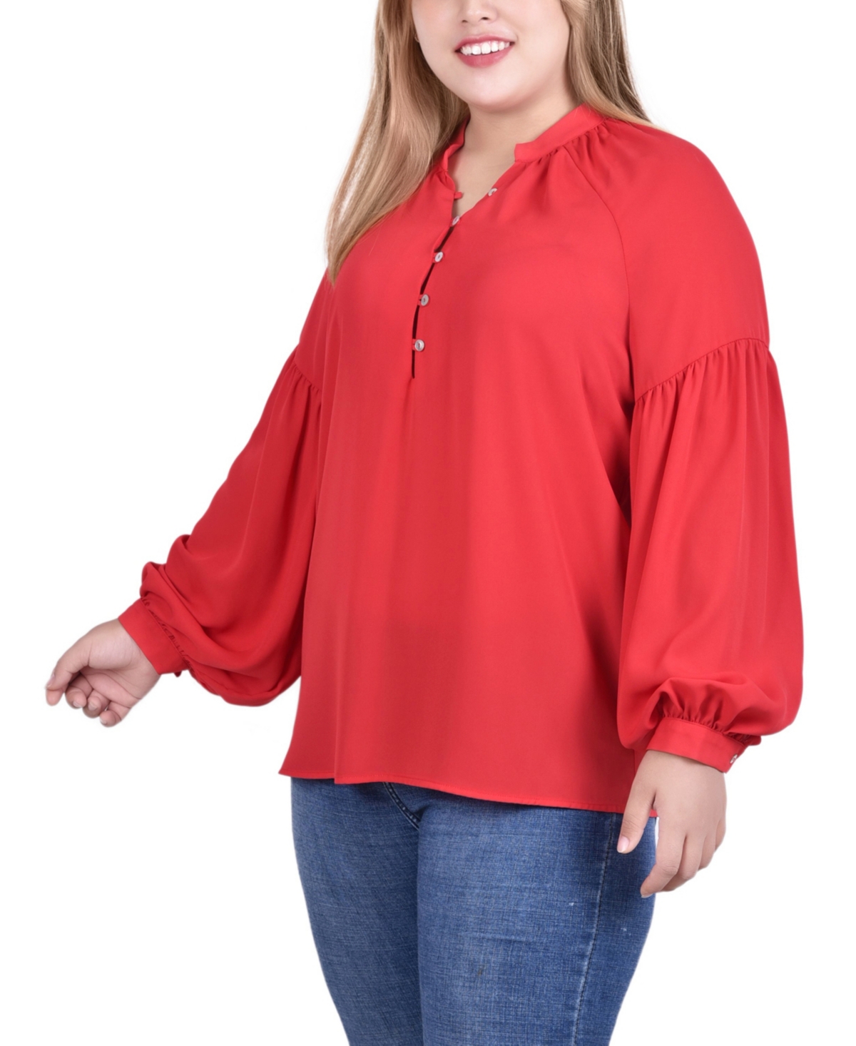 Ny Collection Plus Long Raglan-Sleeve Blouse