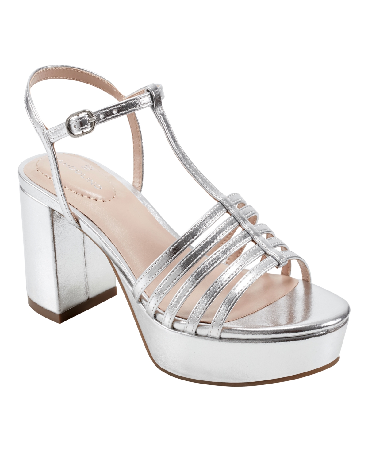 Shop Bandolino Women's Paolar Platform Strappy Dress Sandals In Silver