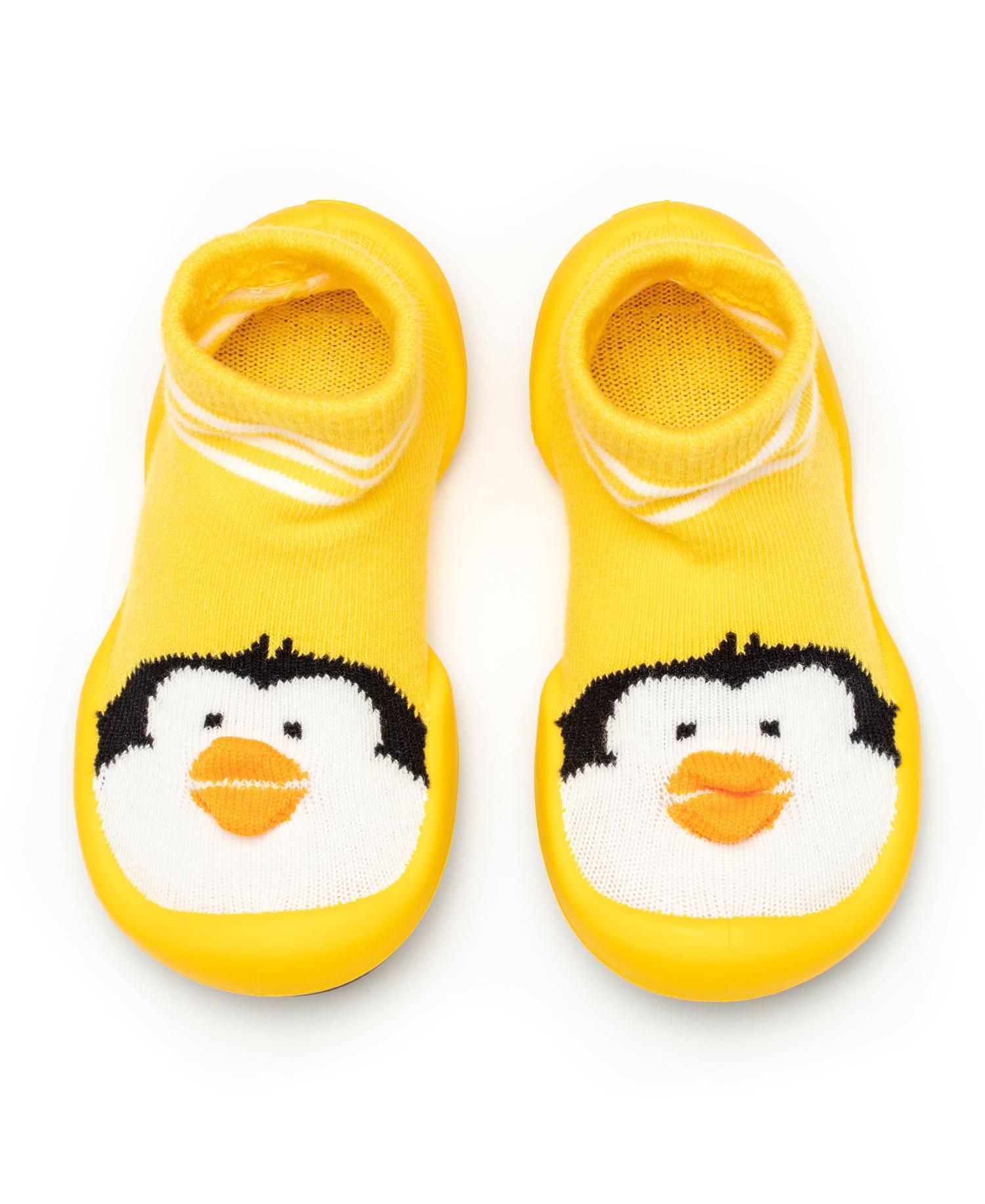 Baby Girl Boy First Walk Sock Shoes Penguin-Yellow