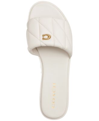 COACH Holly Quilted Puffy C Slide Flat Leather Sandals - Macy's