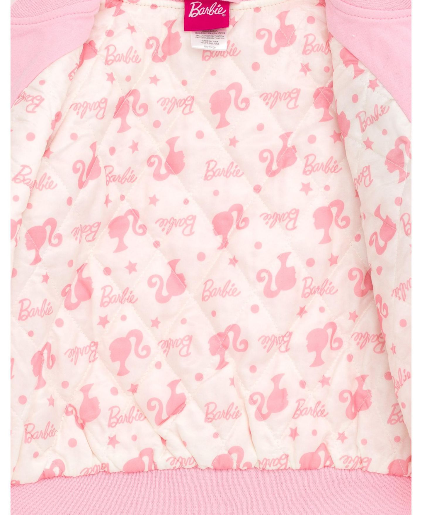 Куртка Barbie French Terry Varsity Bomber Jacket Toddler Child для девочек, цвет: Розовый молочный белый — фото 2