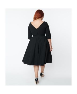 Plus Size Three Quarter Sleeve Belted Devon Swing Dress