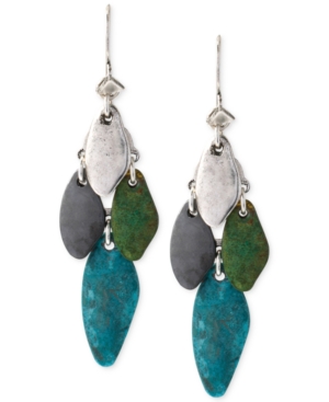 image of Robert Lee Morris Soho Silver-Tone Patina Mixed Bead Chandelier Earrings