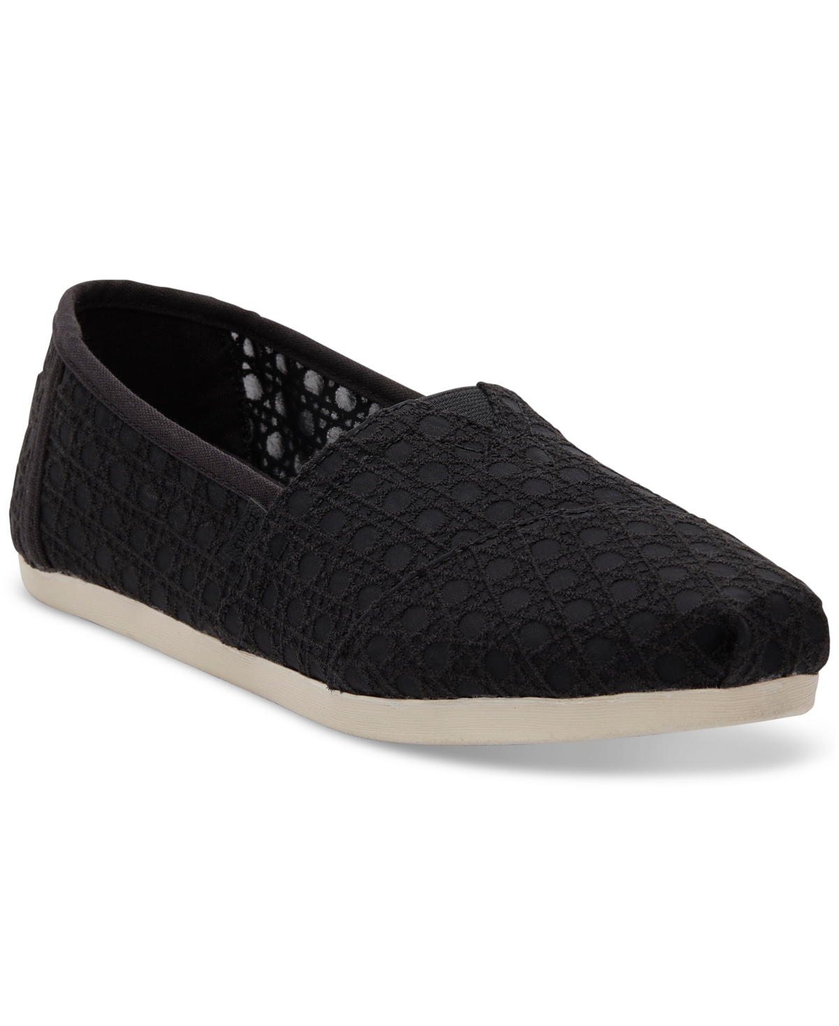 Shop Toms Women's Alpargata Cloudbound Recycled Slip-on Flats In Black Basket Weave Lace