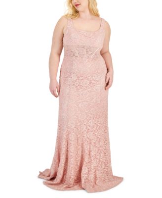 City Studios - Trendy Plus Size Glitter Lace Gown