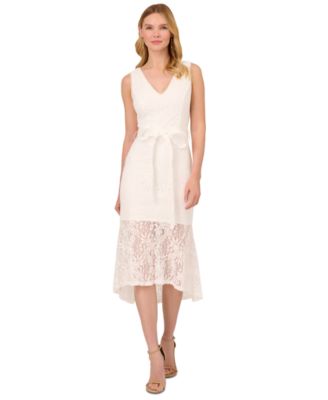 Adrianna Papell - Women's Lace Flounce Midi Dress