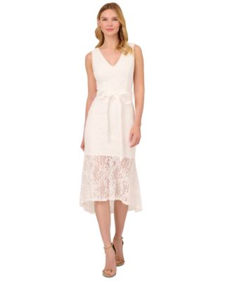 Adrianna Papell Women's Lace Flounce Midi Dress - Macy's