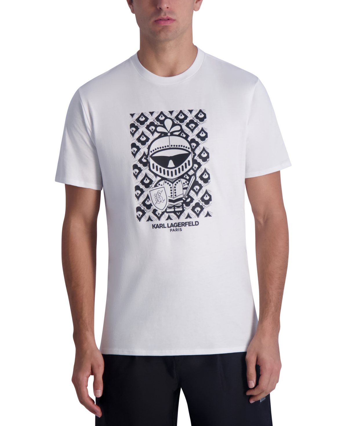 Shop Karl Lagerfeld Men's Slim Fit Short-sleeve Armor Karl Graphic T-shirt, Created For Macy's In White