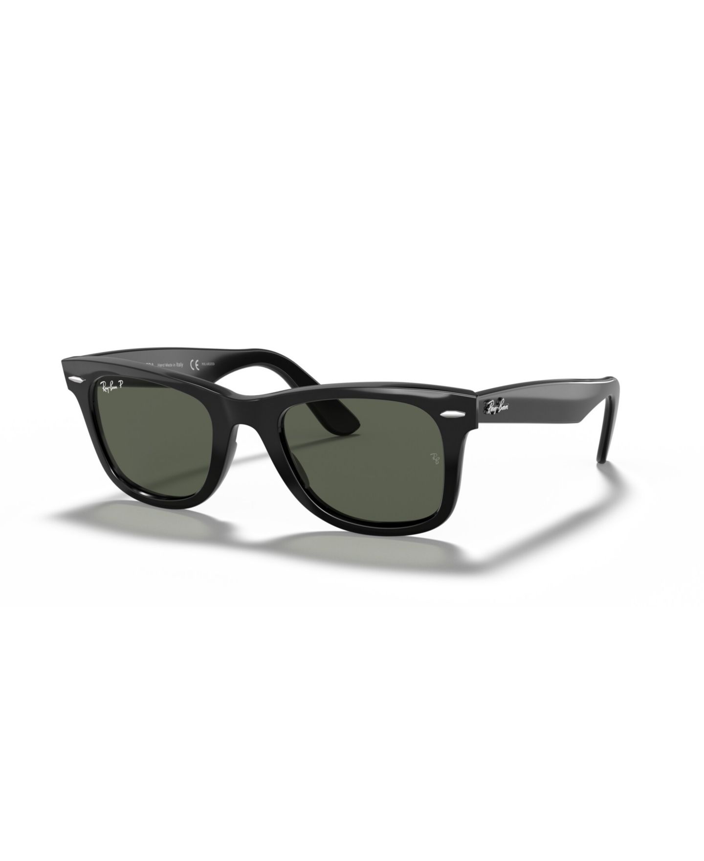 Солнцезащитные очки Ray-Ban Polarized Unisex Sunglasses, RB2140 Original Wayfarer, цвет: Полированный чёрный / Зелёный — фото 1