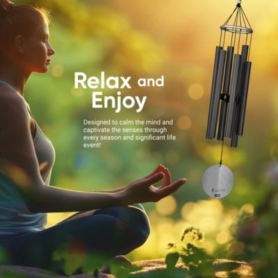 Aureole Tunes Wind Chimes - 6-Tube Outdoor Wind chime, E Pentatonic Scale - 36 Inch