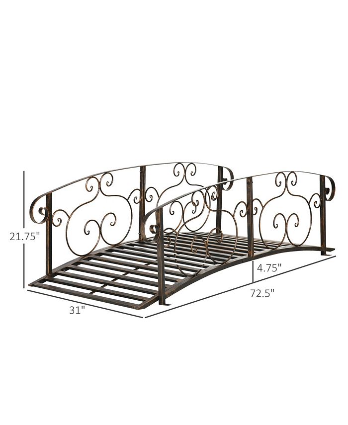 Outsunny Out sunny 6' Metal Arch Backyard Garden Bridge, Safety Side