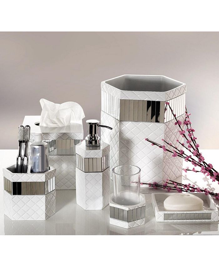 Creative Scents Quilted Mirror White Bathroom Trash Can Macy's