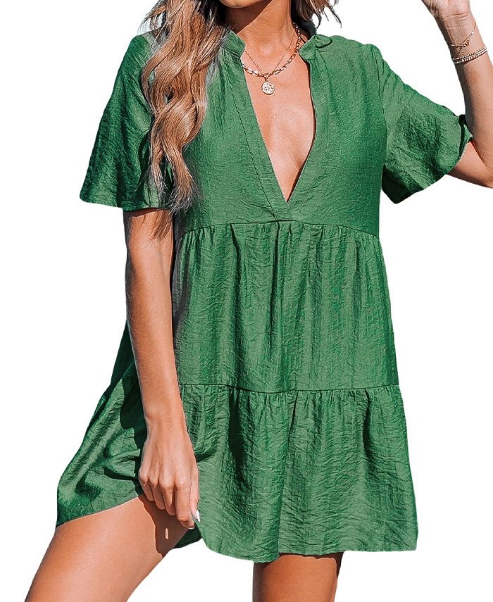 CUPSHE Women's Forest Green Paneled Cover-Up Dress - Macy's