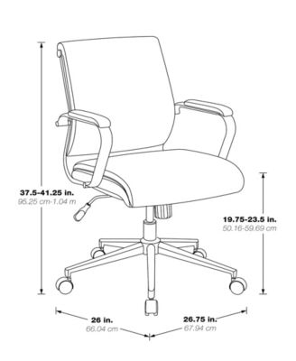 Office Star 41.25" Fabric, Chrome Mid Back Manager's Office Chair