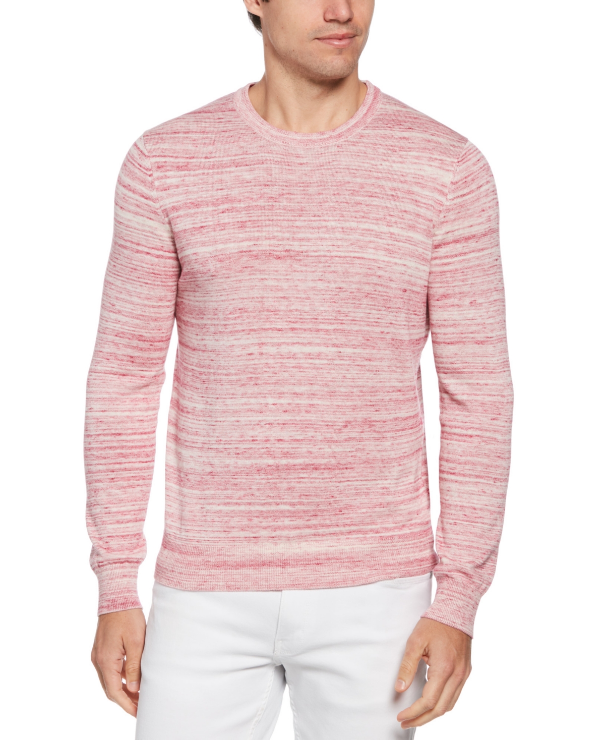Perry Ellis Men's Space-dyed Long Sleeve Crewneck Sweater In Sangria