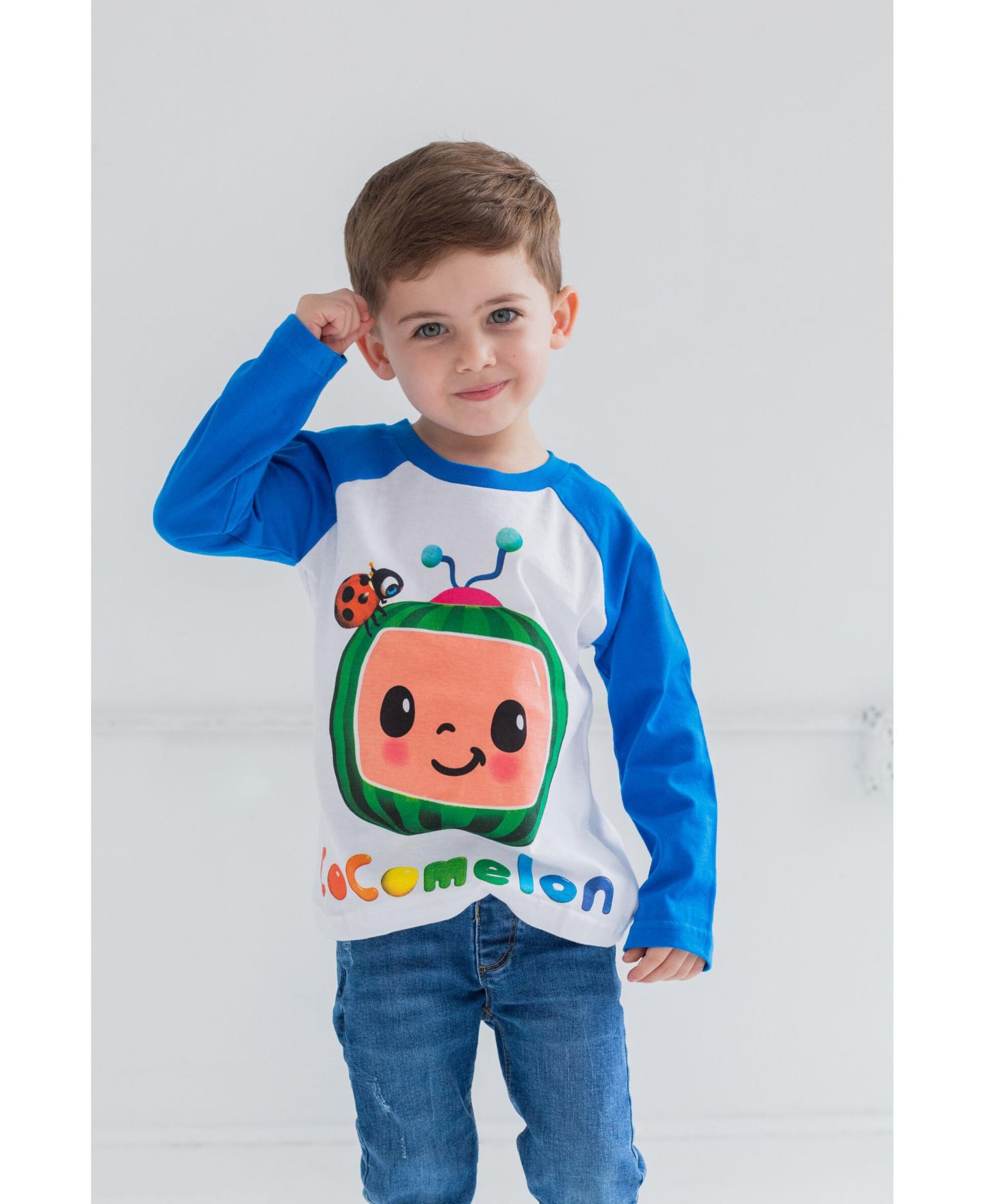 Футболки CoComelon JJ 2 Pack Long Sleeve T-Shirts to для мальчиков-малышей, цвет: Белый / Меланжевый серый — фото 2