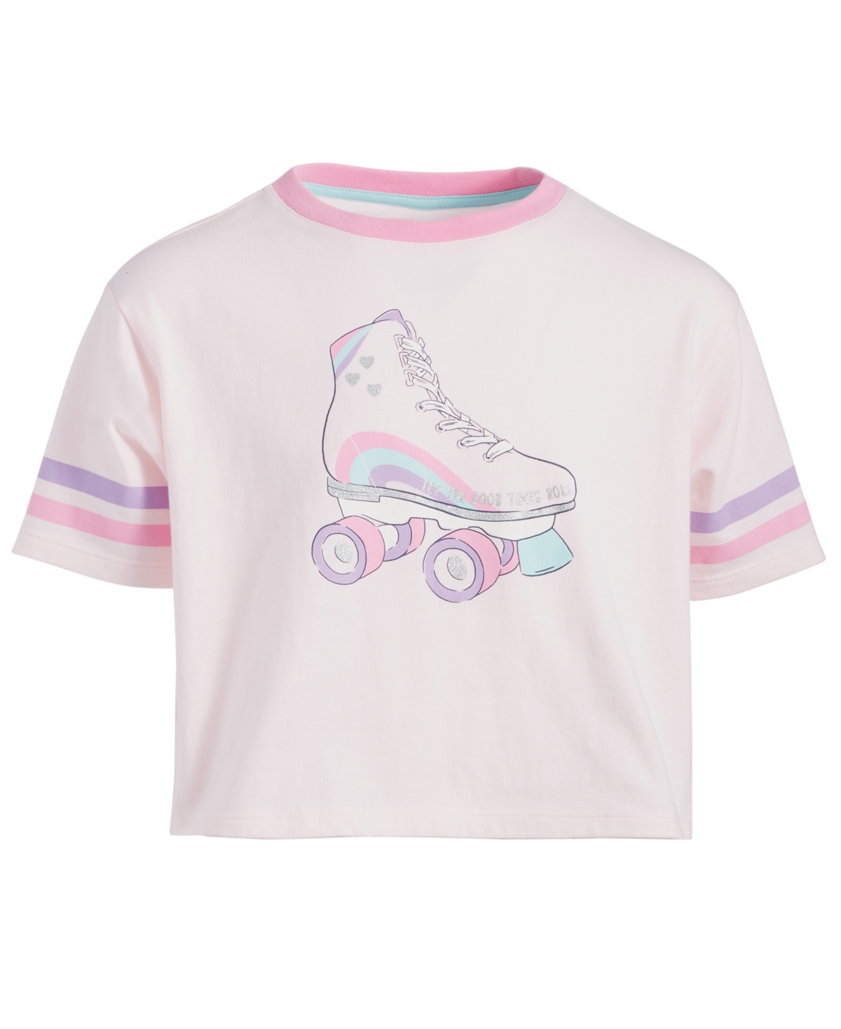 Epic Threads Big Girls Roller Skate Graphic Boxy Top, Created For Macy's In Barely Pink