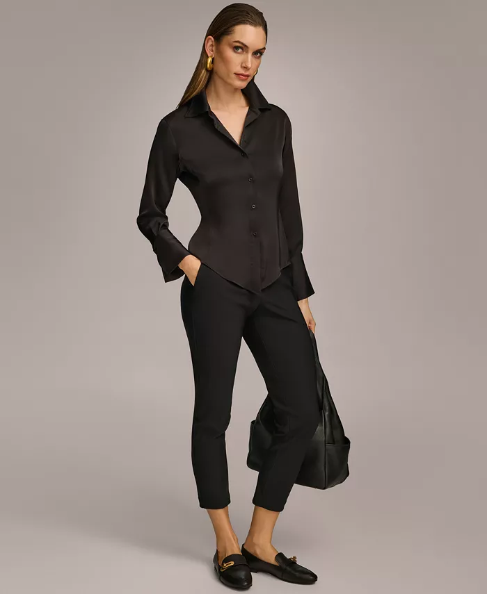Women's Button-Front Point Hem Top - thumbnail 8