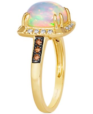 Neopolitan Opal (1-5/8 ct. t.w.) & Diamond (1/5 ct. t.w.) Halo Ring in 14k Gold