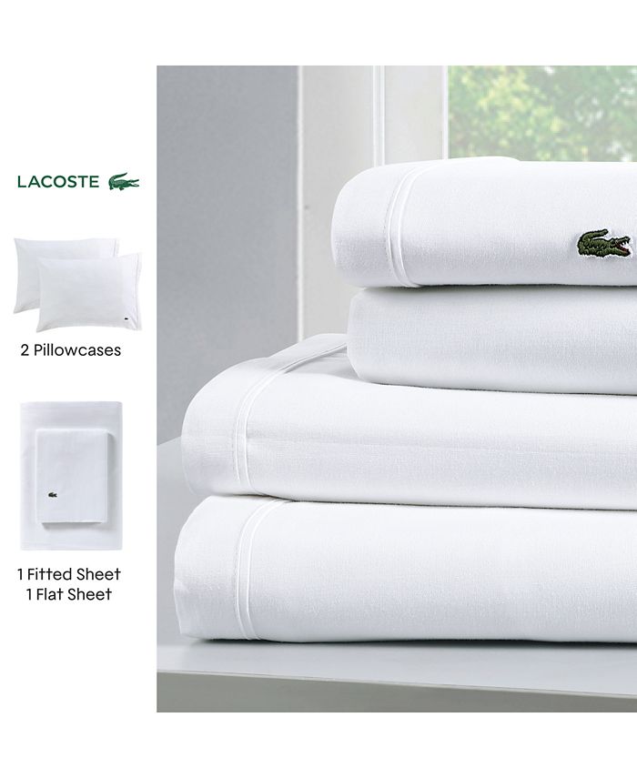 Lacoste Home Solid Cotton Percale Sheet Set, Twin Macy's