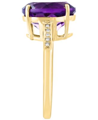 EFFY&reg; Amethyst (4-1/6 ct. t.w.) & Diamond (1/20 ct. t.w.) Oval Ring in 14k Gold