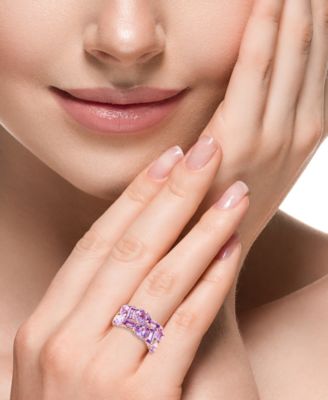 EFFY&reg; Amethyst (7/8 ct. t.w.) & Pink Amethyst (4 ct. t.w.) Heart & Baguette Cluster Ring in 14k Rose Gold