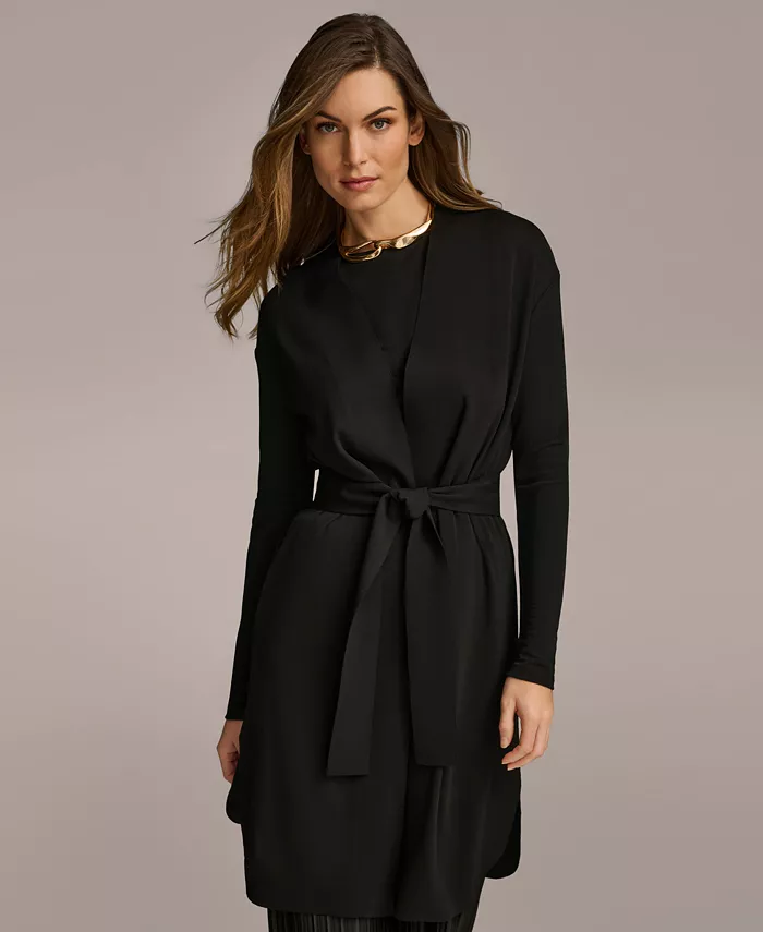 Women's Tie Waist Long Cardigan