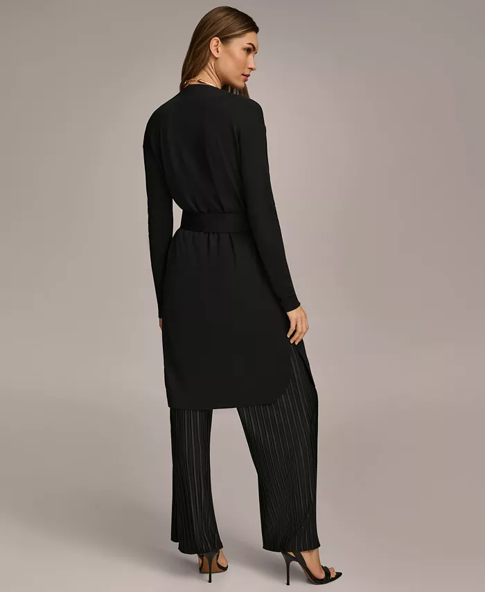 Women's Tie Waist Long Cardigan - thumbnail 2