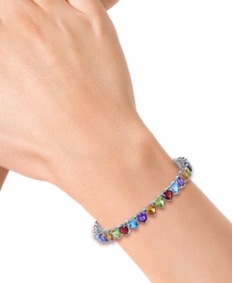 EFFY &reg; Multi-Gemstone Heart Tennis Bracelet (16 ct. t.w.) in Sterling Silver