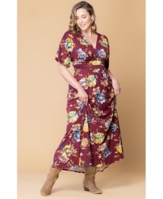 Women's Plus Size Vienna Kimono Sleeve Long Maxi Dress