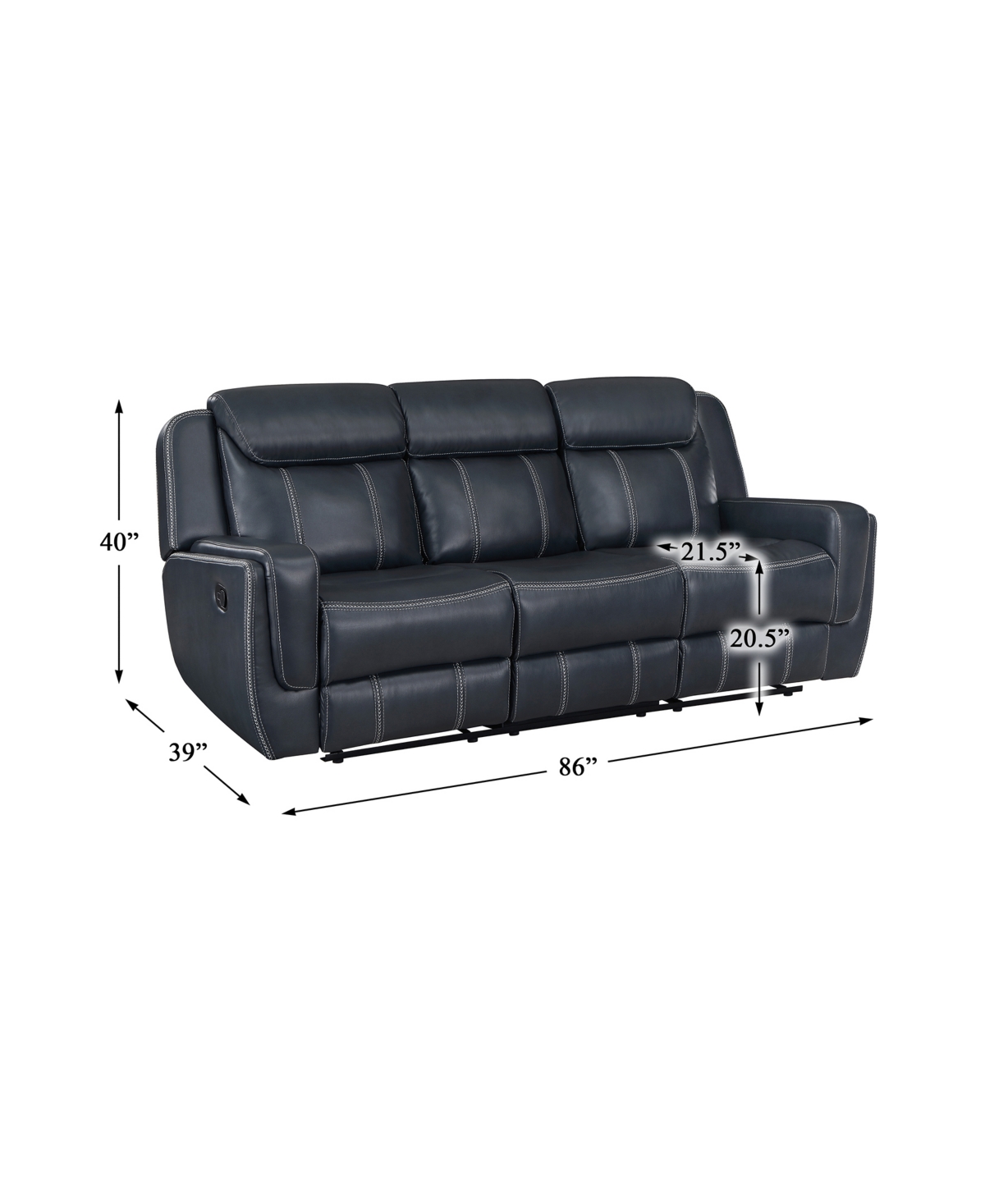 Shop Homelegance White Label Emilia 86" Double Reclining Sofa With Center Drop-down Cup Holders In Blue