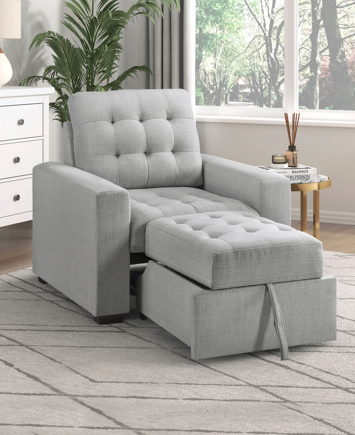 Shop Homelegance White Label Bonita 38" Chair With Pull-out Ottoman In Gray