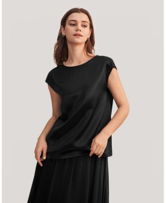 Women's Basic Cap Sleeves Silk Tee