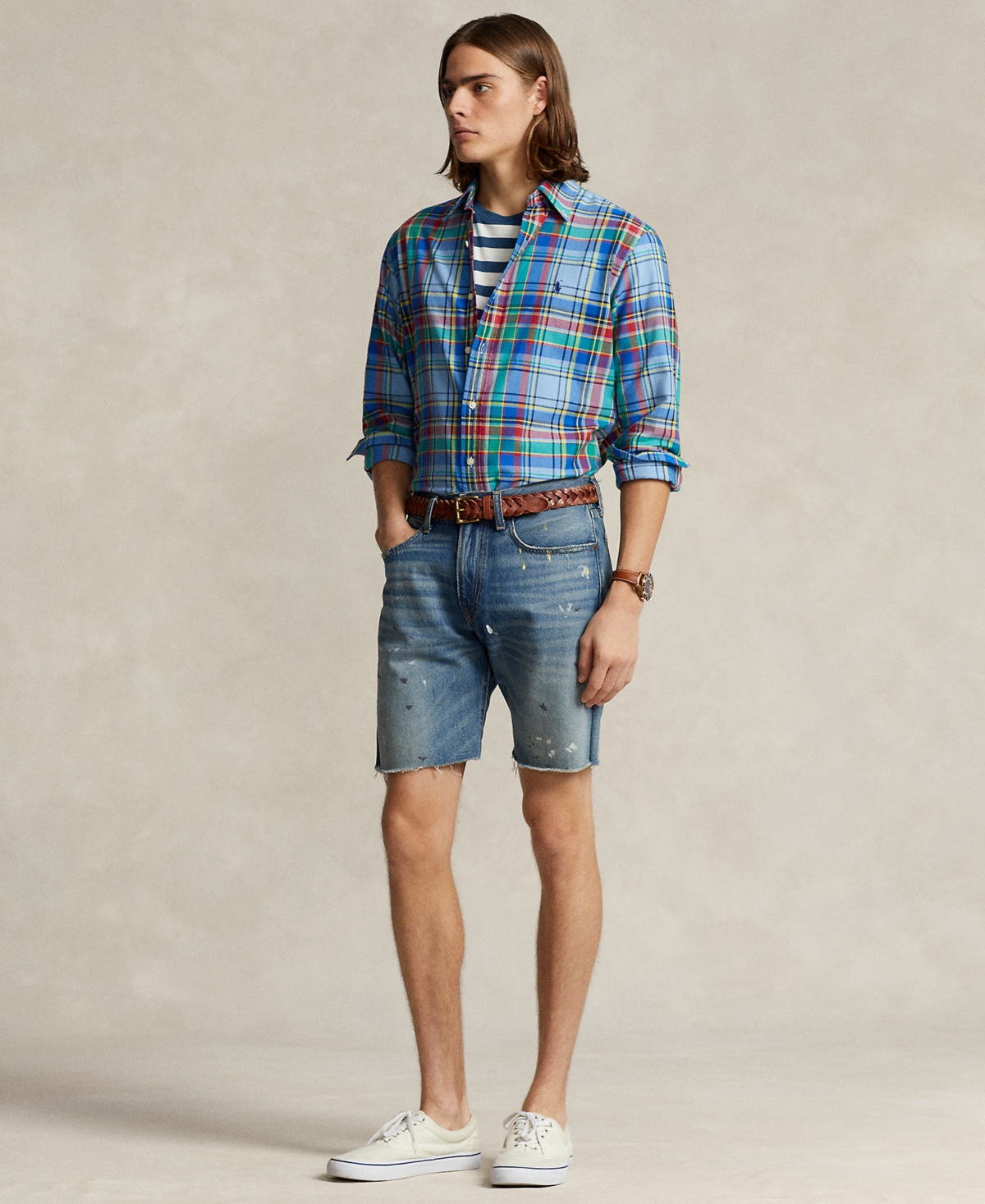 Polo Ralph Lauren Men's Classic-Fit Plaid Oxford Shirt -red Multi