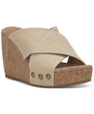 Lucky Brand - Women's Valmai Crisscross Slide Cork-Wedge Sandals