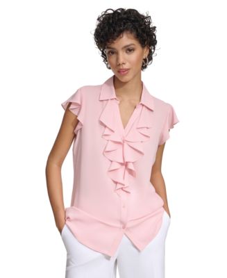 Calvin Klein Women's Plus Size Modern Essential Ruffle Front Blouse –  magnolia