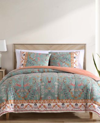 Hallmart Collectibles Painted Script 3 Piece Reversible Comforter Sets,  Created for Macy's