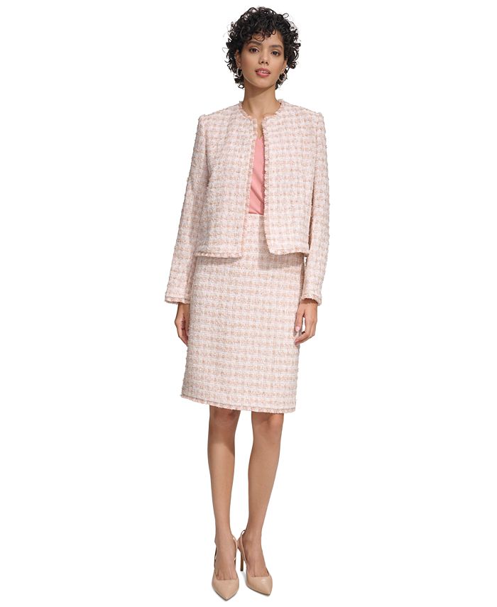 Calvin Klein Petite Tweed Open Front Jacket Tweed Pencil Skirt