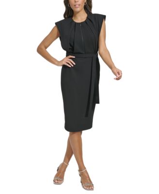 Calvin Klein - Women's Cap-Sleeve Tie-Waist Sheath Dress