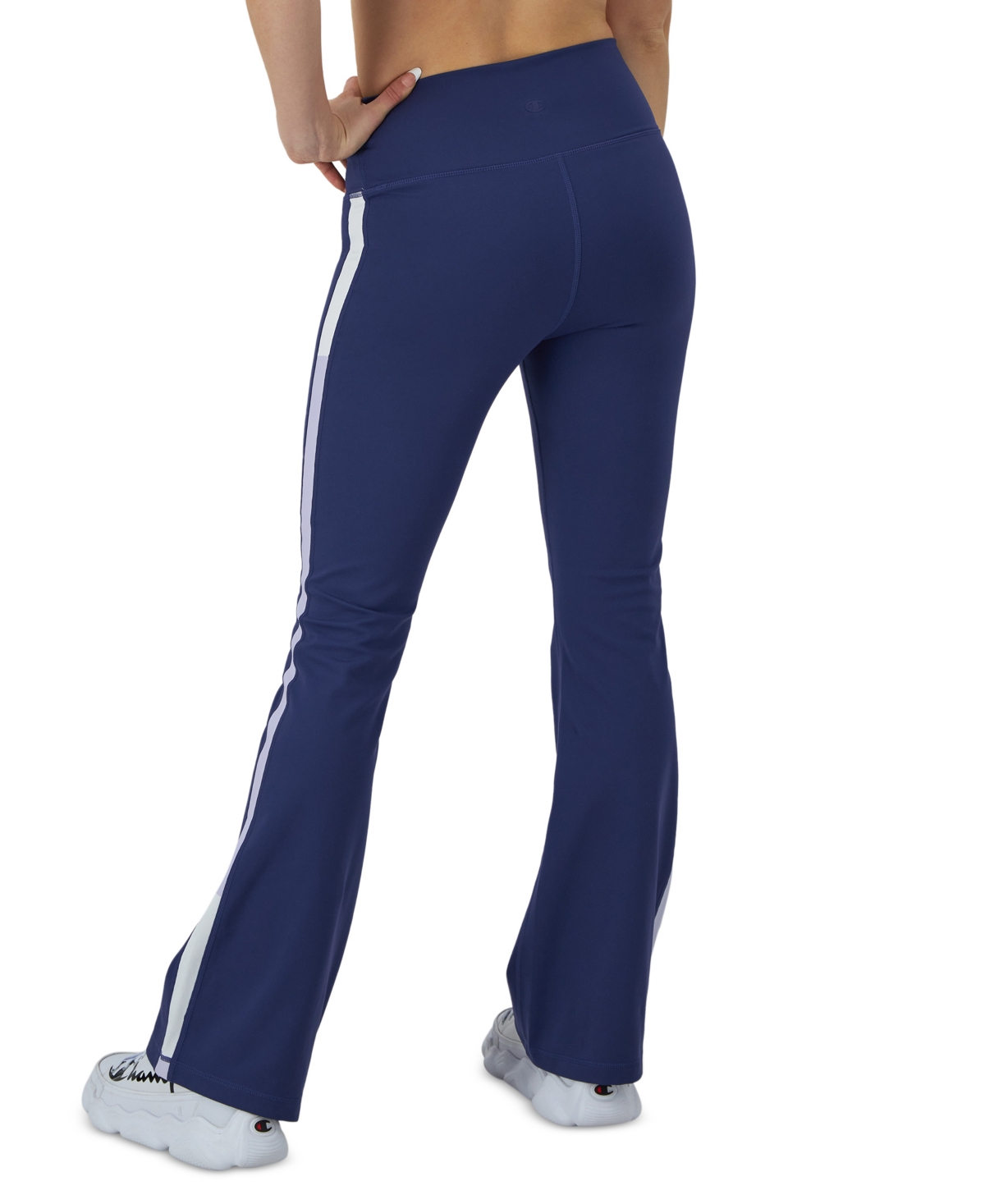 Shop Champion Women's Soft Touch Track Flare Pants In Blown Glass Blue,white