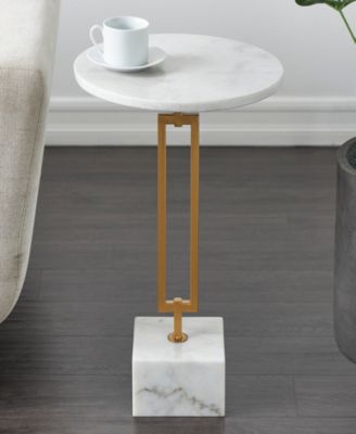 16" x 16" x 23" Marble Geometric Gold-Tone Metal Rectangular Stand Accent Table