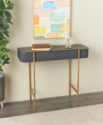 42" x 16" x 30" Wooden Gold-Tone Metal Legs Console Table