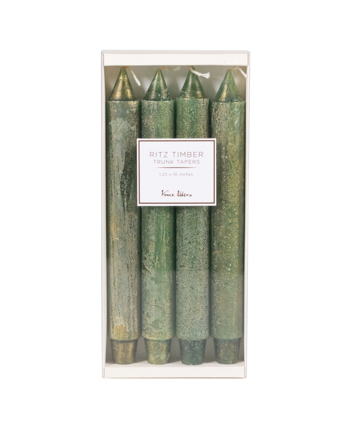 Shop Vance Kitira 10" Ritz Timber Taper Candles, Set Of 4 In Green