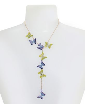 Betsey Johnson Faux Stone Butterfly Y Necklace - Macy's