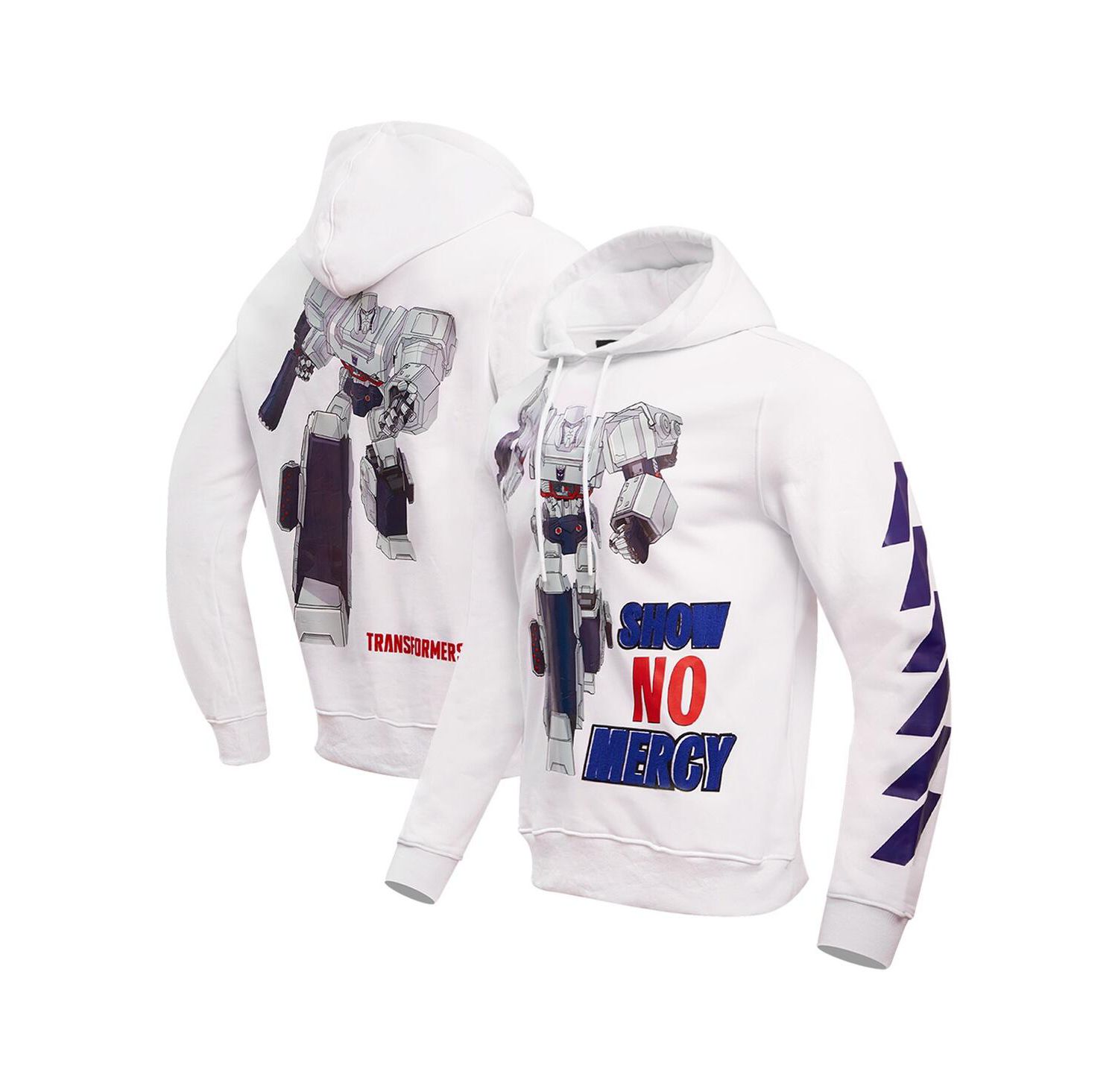 Men's and Women's White Transformers No Mercy Pullover Hoodie
