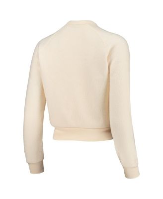 Women's Cream Distressed Clemson Tigers Eco-Teddy Baby Champ Tri-Blend Sweatshirt