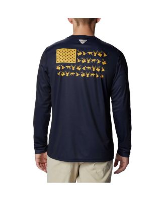 Men's Navy West Virginia Mountaineers Terminal Shot Omni-Shade Omni-Wick Long Sleeve T-shirt