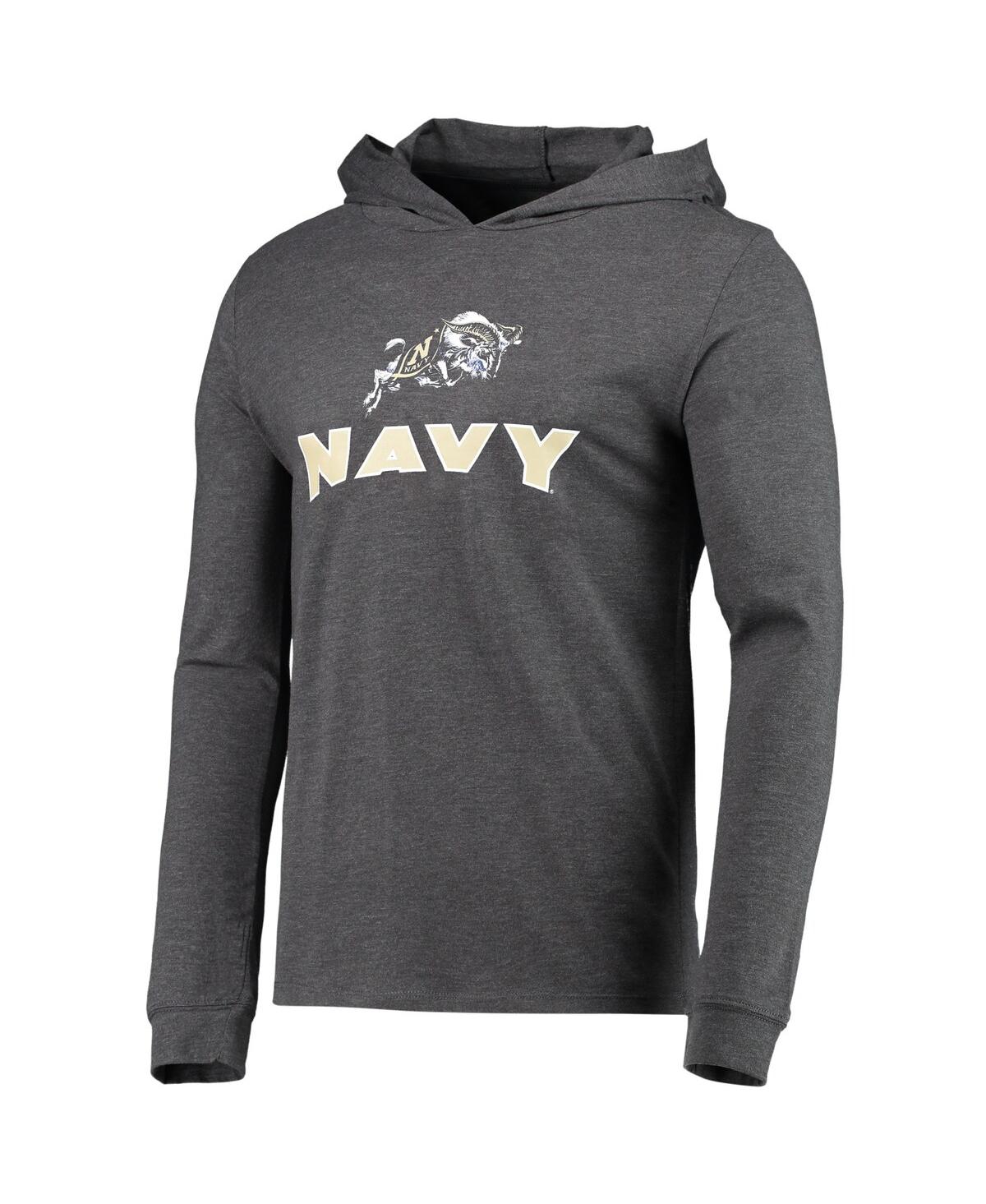 Shop Concepts Sport Men's  Navy, Heather Charcoal Navy Midshipmen Meter Long Sleeve Hoodie T-shirt And Jog In Navy,heather Charcoal