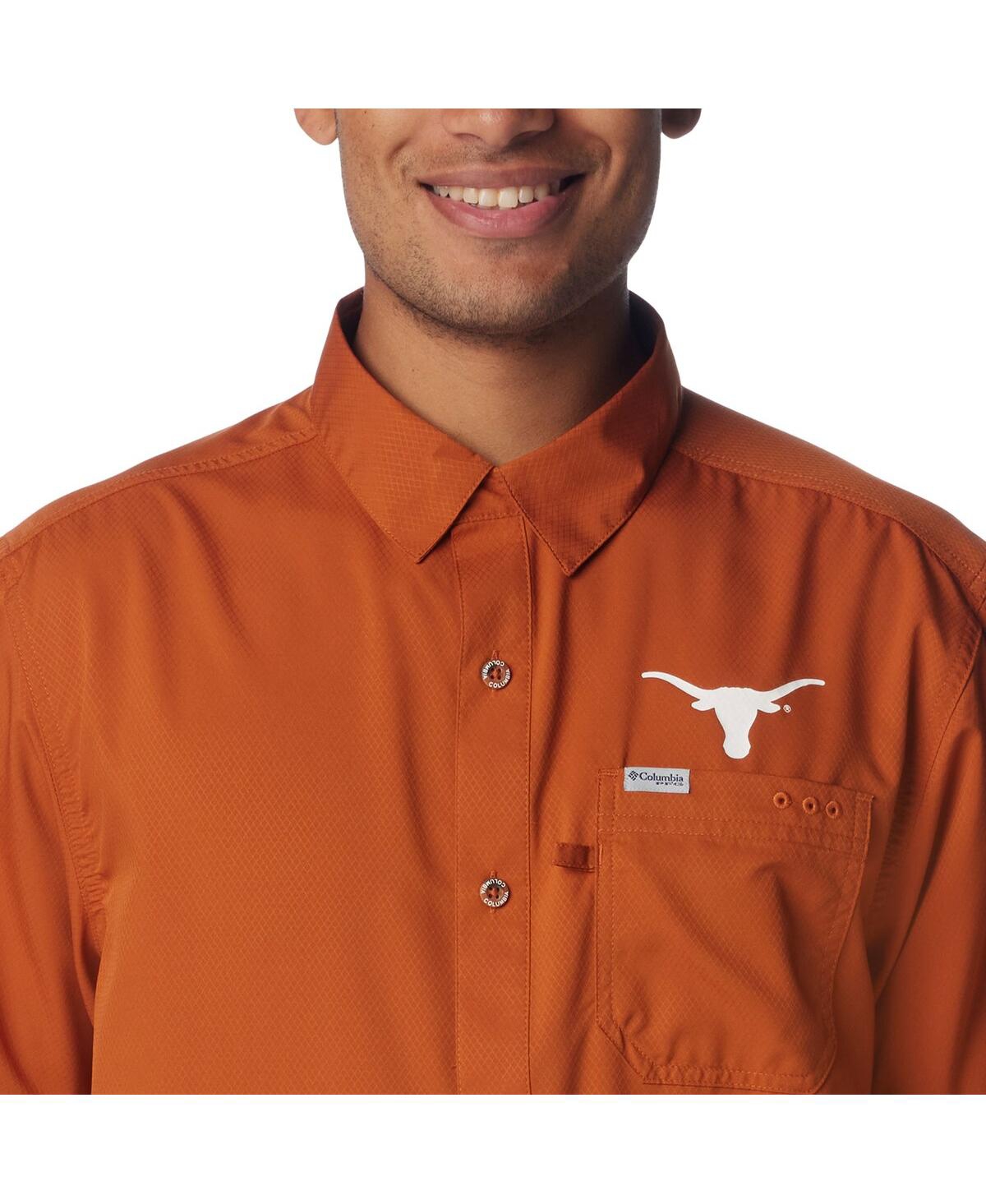 Shop Columbia Men's  Texas Orange Texas Longhorns Slack Tide Omni-shade Button-up Camp Shirt