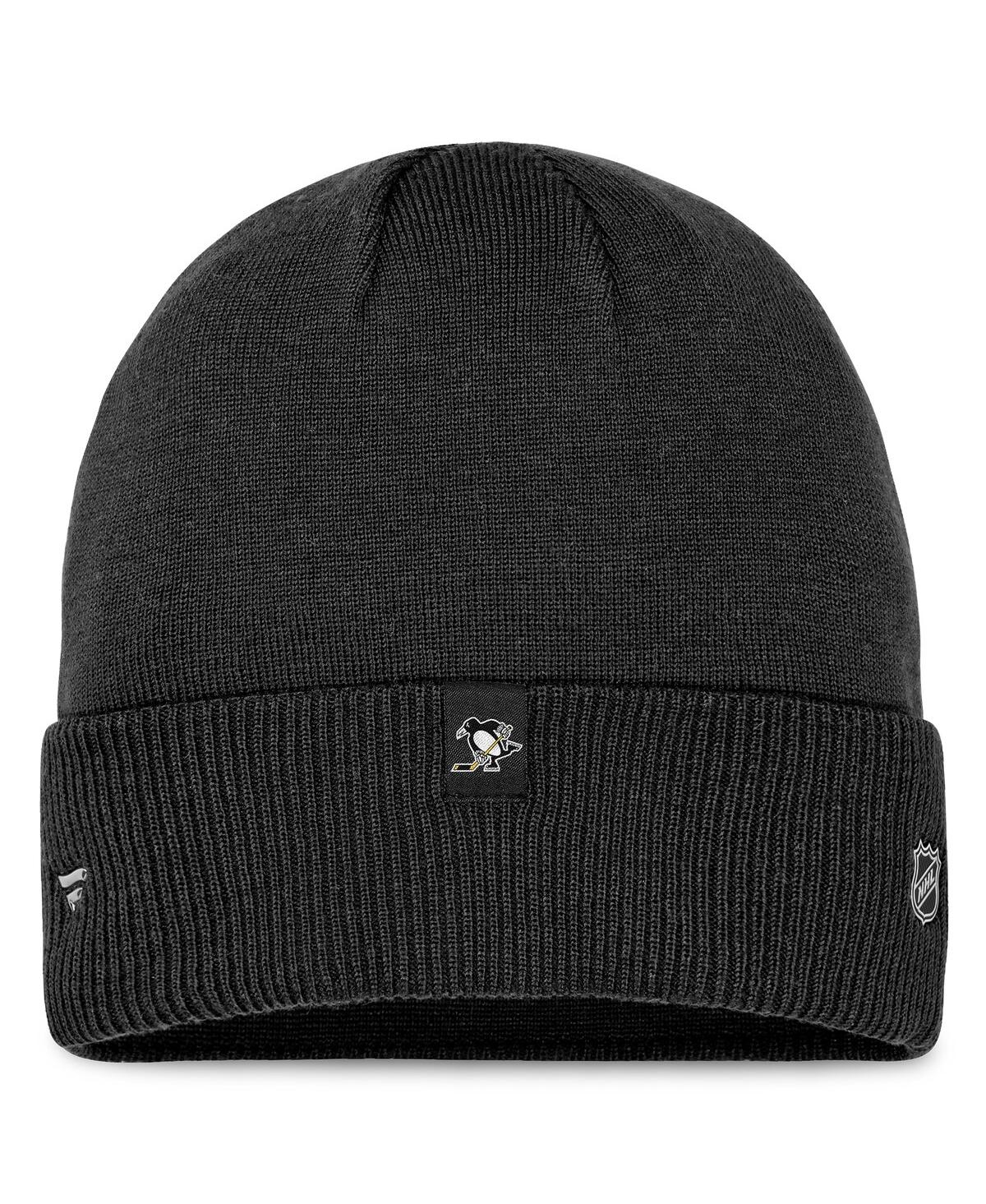 Men's FanaticsPittsburgh Penguins Authentic Pro Road Metallic Cuffed Knit Hat - Black